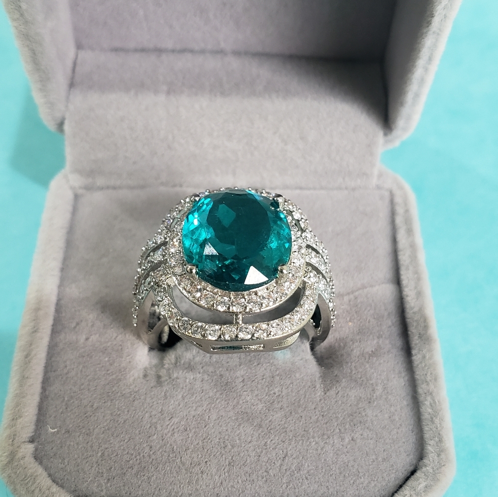 Gorgeous Large Blue Aquamarine 925 Silver RIng - Picture 9 of 9